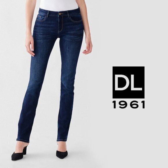 DL1961 Coco in Haxtun Mid Rise Curvy Straight Stretch Jeans Womens Size 25 Denim - Picture 1 of 12